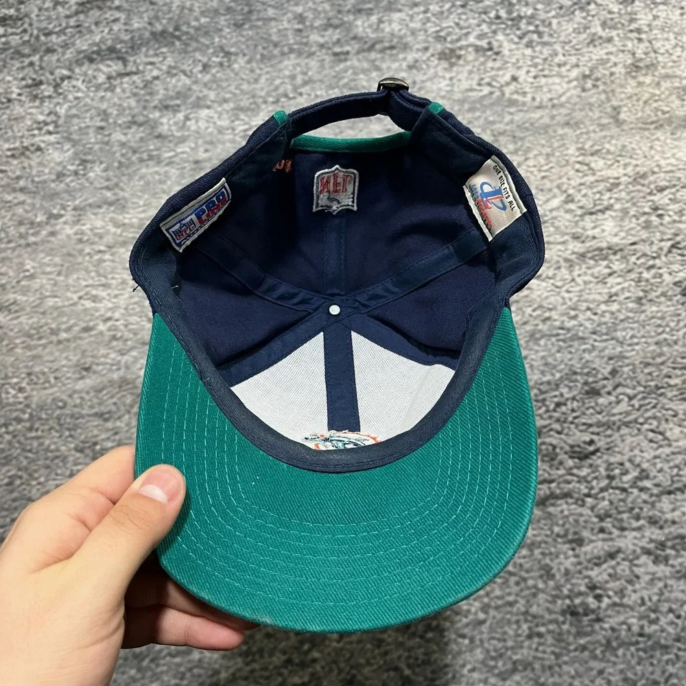Vintage 90s Miami Dolphins Logo Athletic Hat NFL Blue Embroidered Adjustable Cap